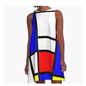 Mondrian Blue Yellow Red A line dress